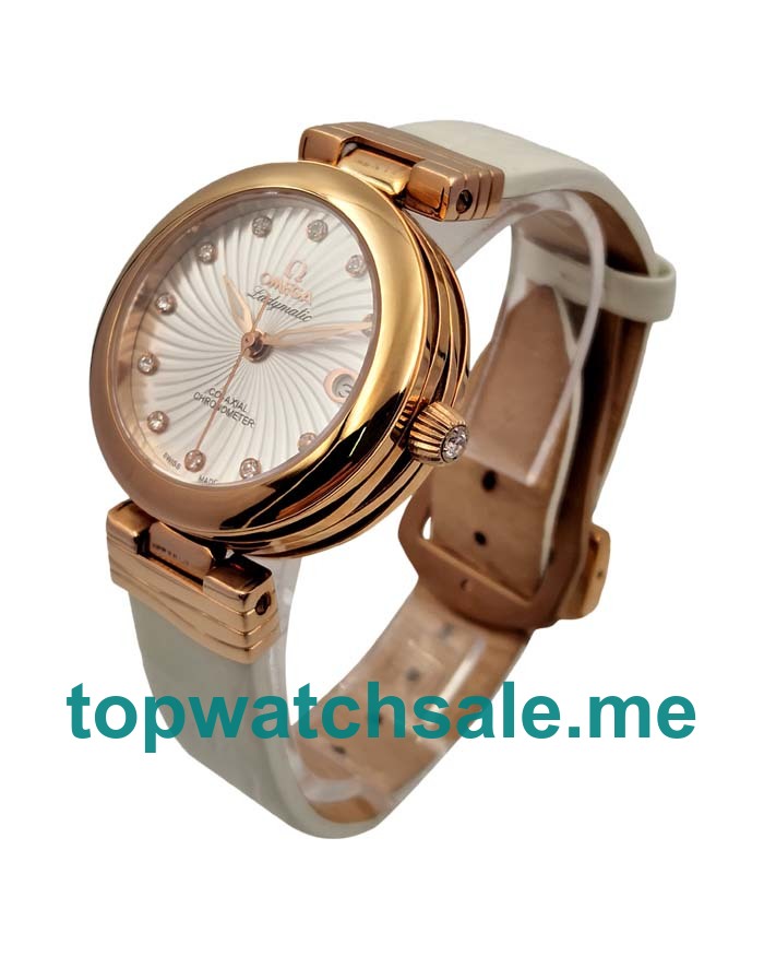 UK Best Quality Omega De Ville Ladymatic 425.63.34.20.55.001 Replica Watches With Mother-Of-Pearl Dials Online