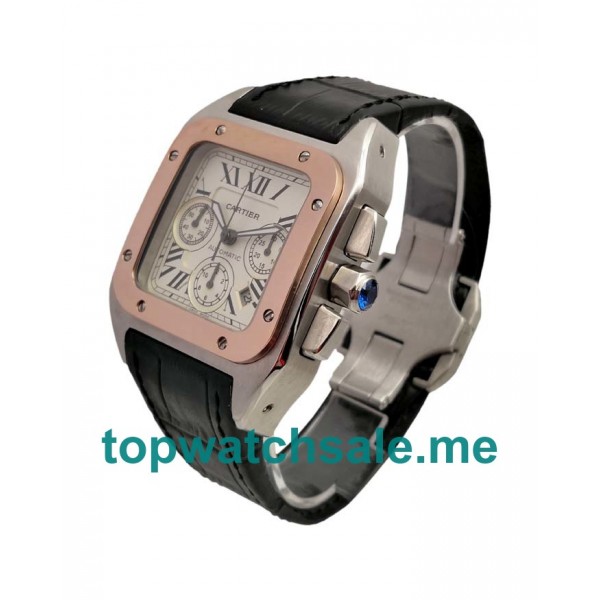 UK AAA Quality Cartier Santos 100 W20091X7 Fake Watches With Silver Dials For Sale