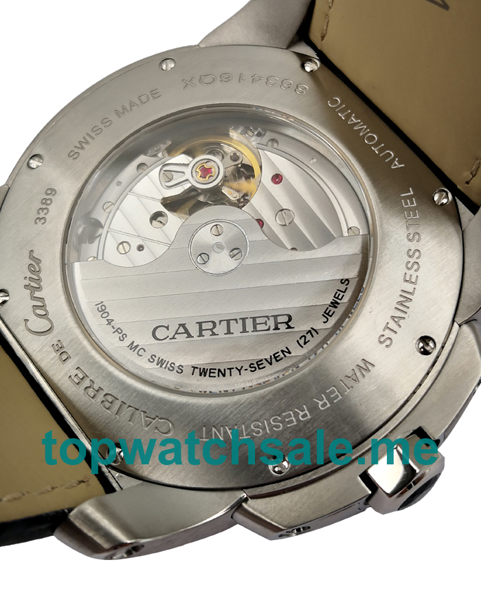UK Best 1:1 42MM Cartier Calibre De Cartier W7100037 Replica Watches With White Dials For Men