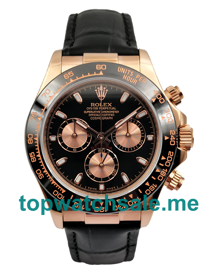 UK Best Quality Rolex Daytona 116515 Fake Watches With Black Dials For Men