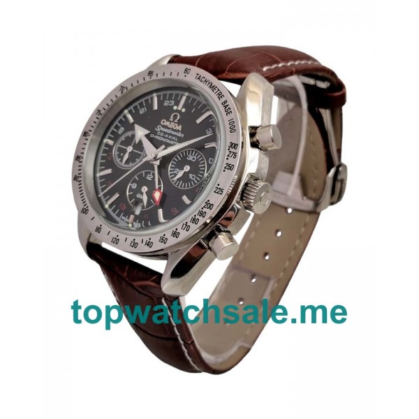 UK Best Quality Omega Speedmaster GMT 3881.50.37 Replica Watches With Black Dials For Men