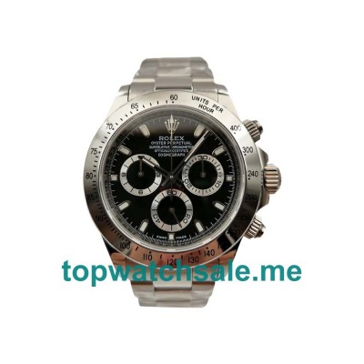 Black Dials Rolex Daytona 116520 Replica Watches With 40 MM Steel Cases For Men