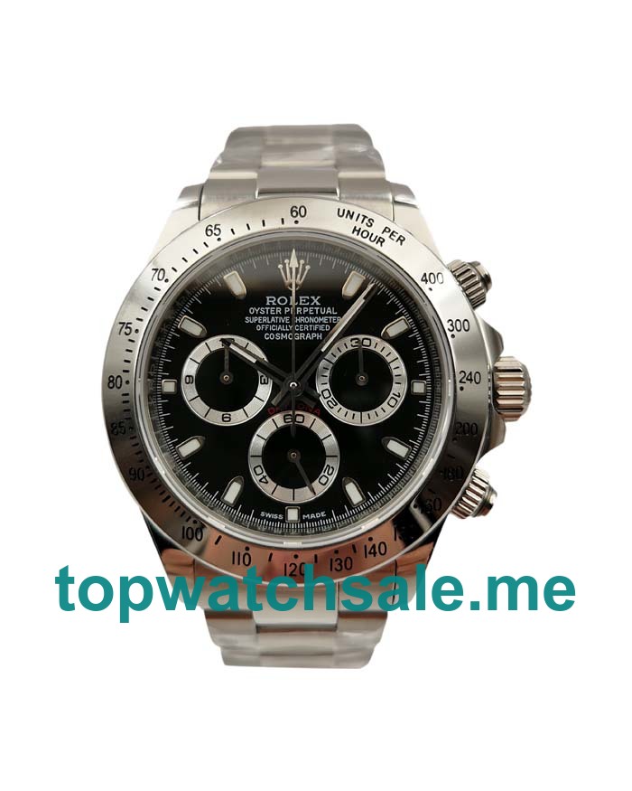 Swiss Made Replica Rolex Daytona 116520 Watches With Black Dials For Men