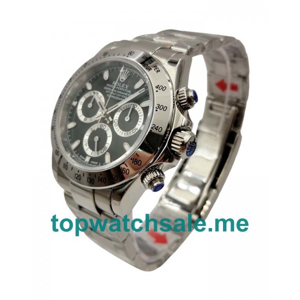 Black Dials Rolex Daytona 116520 Replica Watches With 40 MM Steel Cases For Men